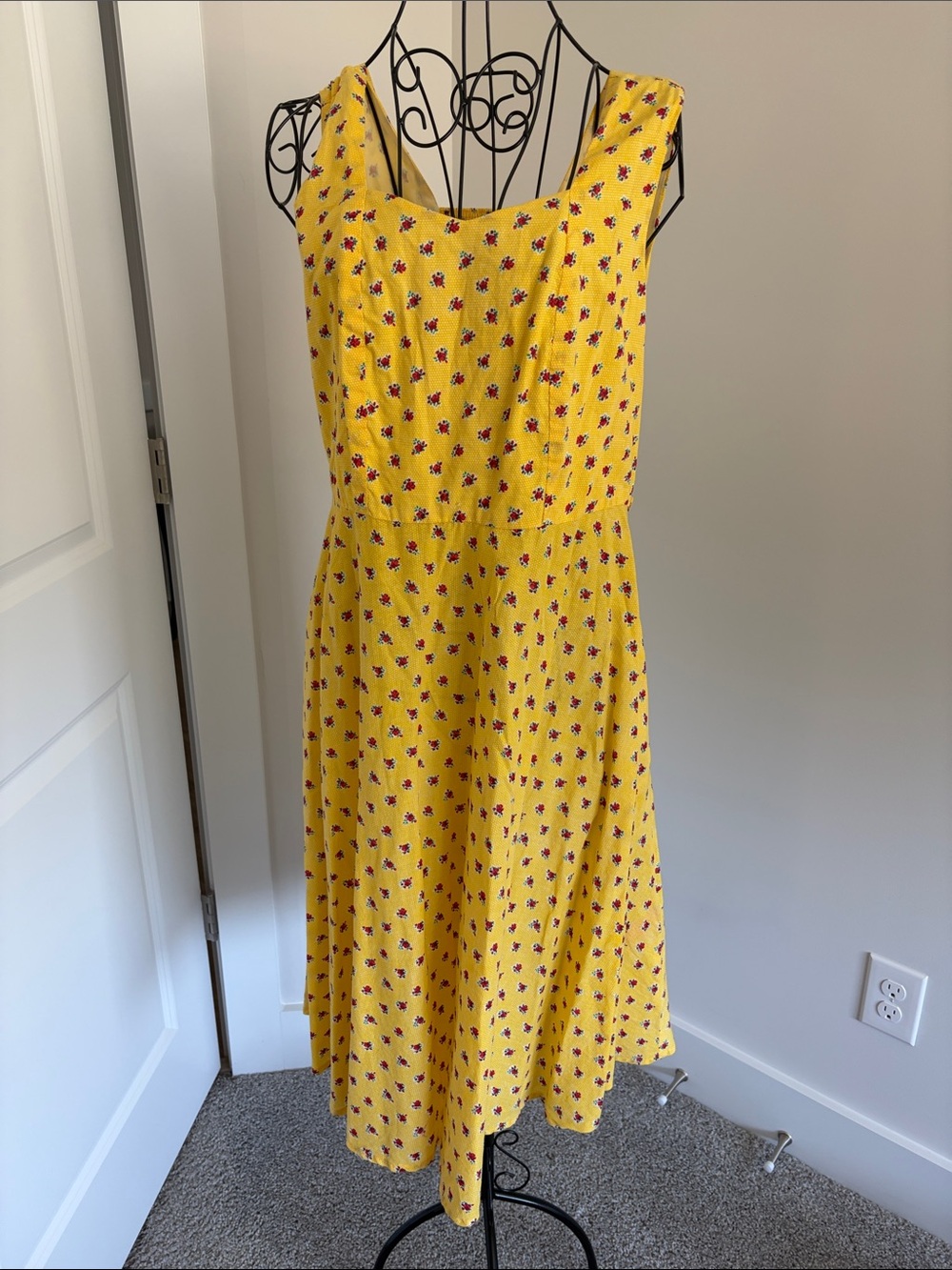 April Cornell Yellow Floral Midi Dress - Sleeveless Summer Dress